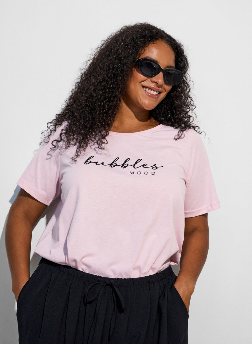 T-shirt with motif, Pink, Model image number 0
