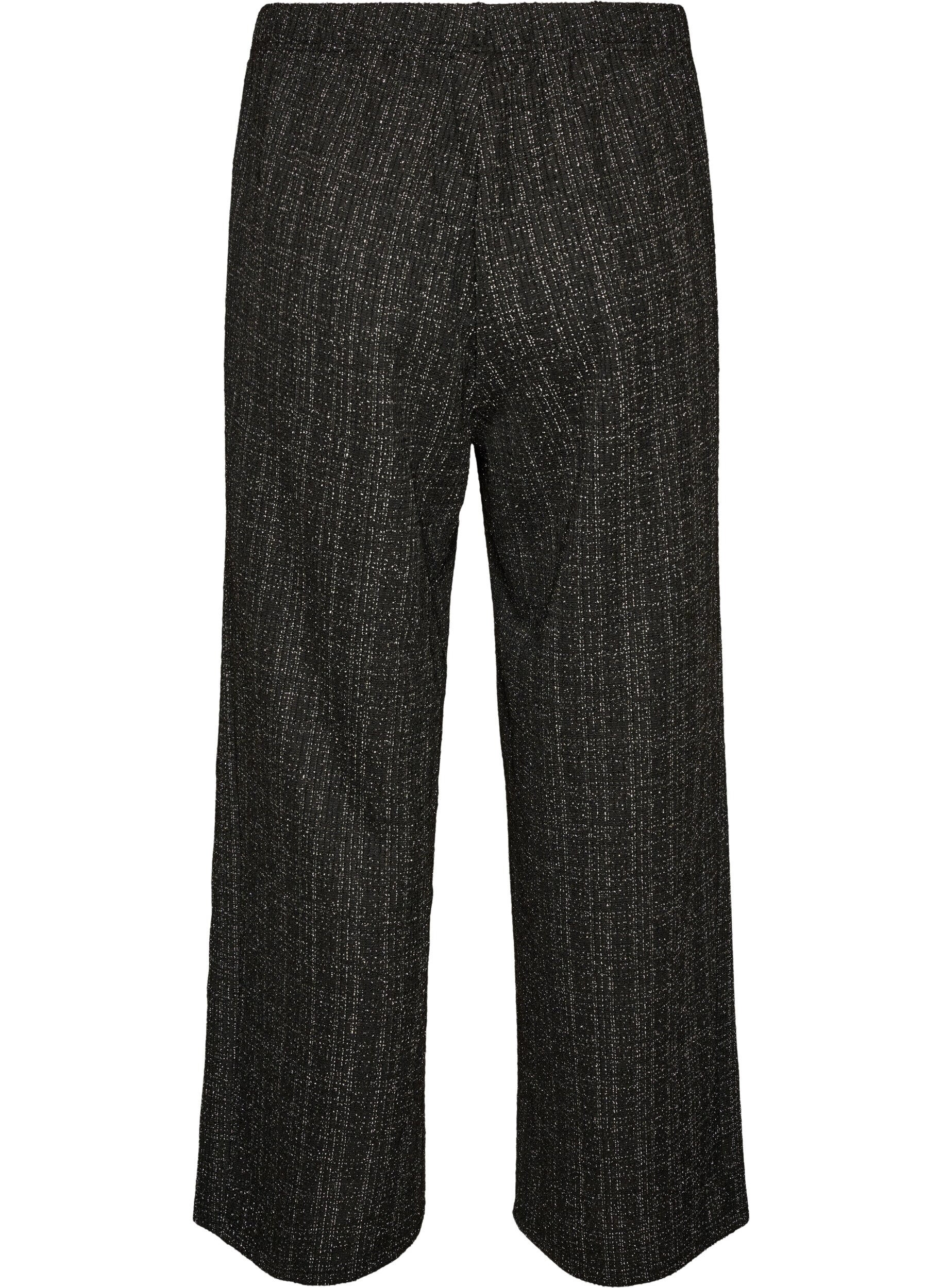 ZizzifashionStraight-leg boucl&eacute; trousers, Black, Packshot image number 1