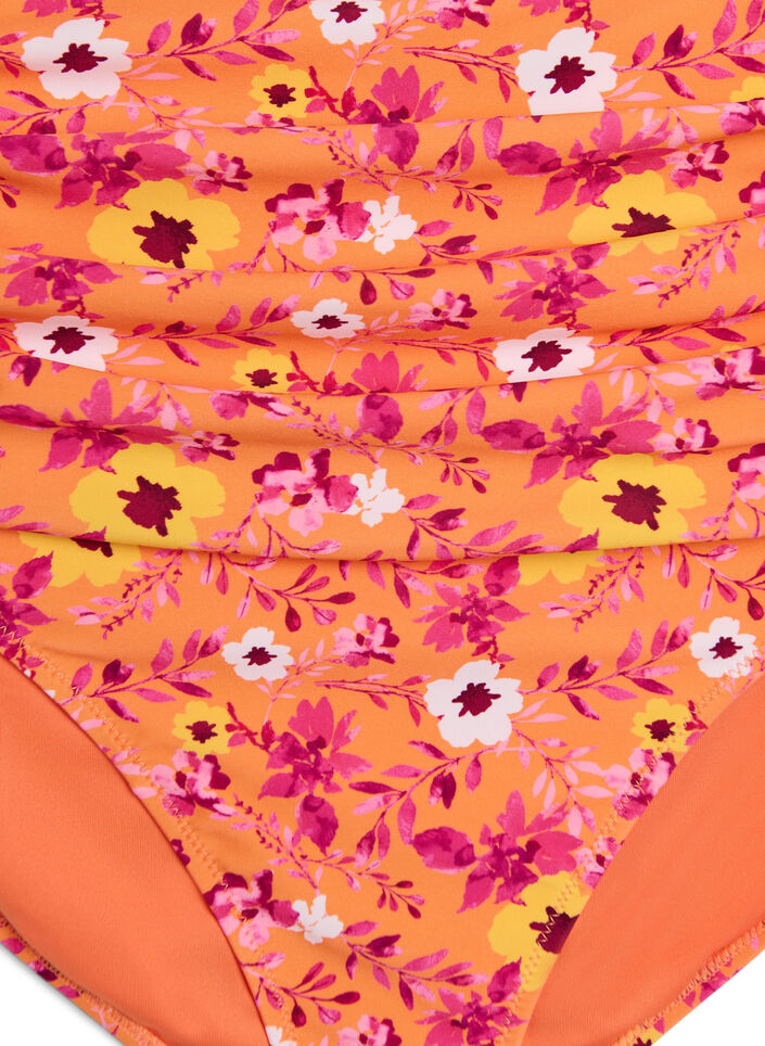 High-waisted bikini bottoms with pattern, Orange, Packshot