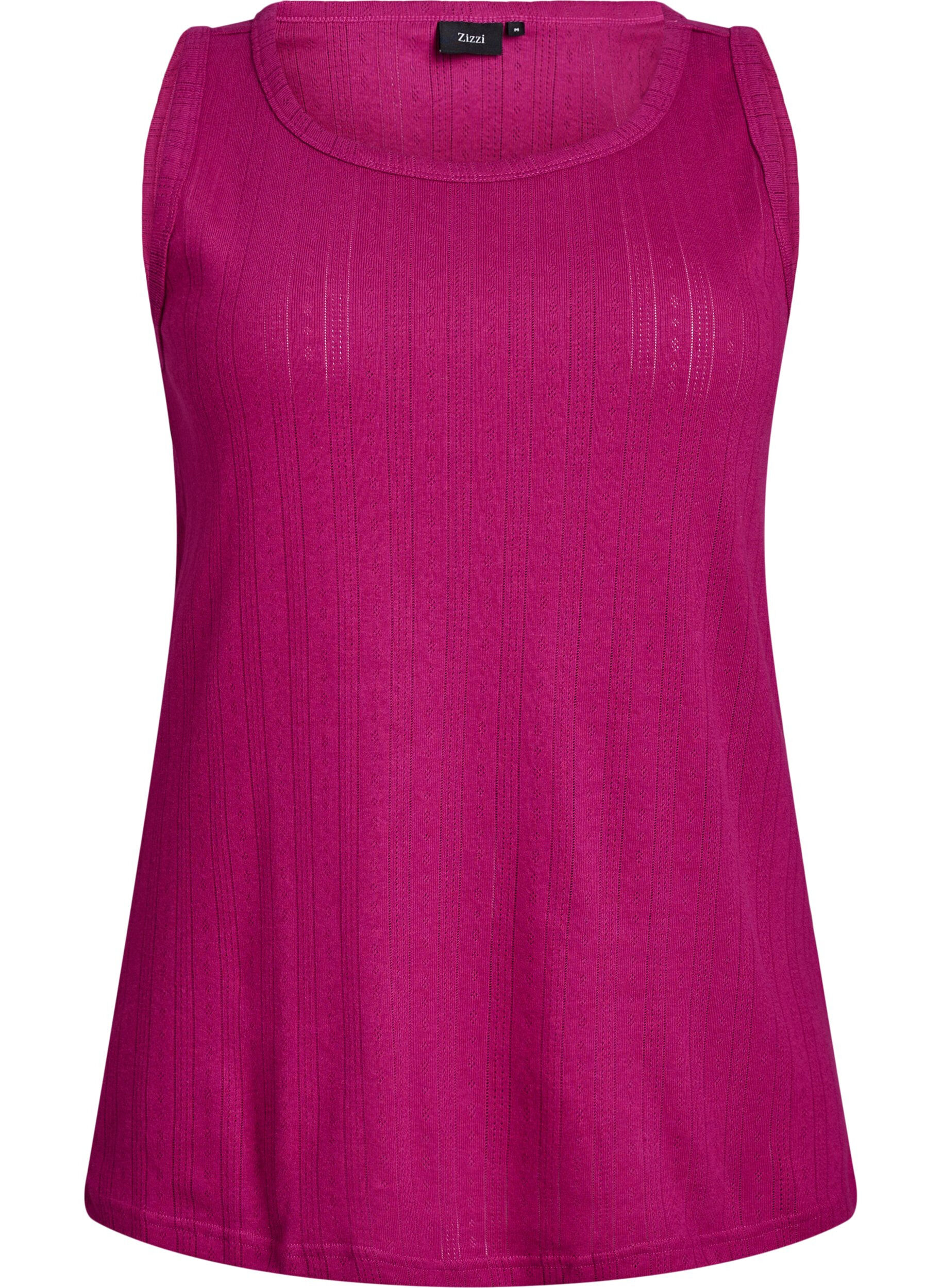 Zizzifashion Night top in organic cotton with a textured pattern, Pink, Packshot image number 0