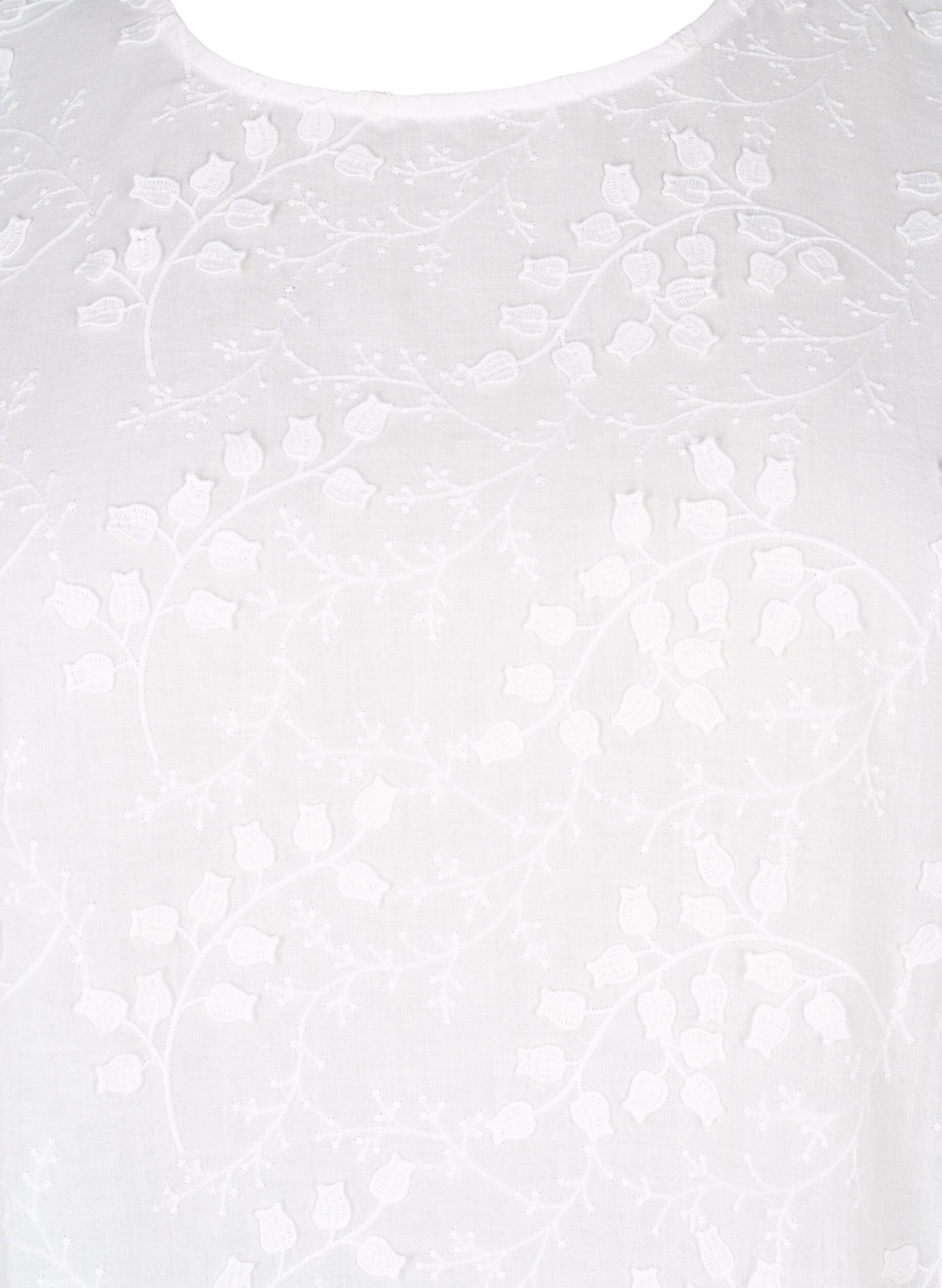 Zizzifashion Short-sleeved blouse with embroidery and a round neck, White, Packshot image number 2