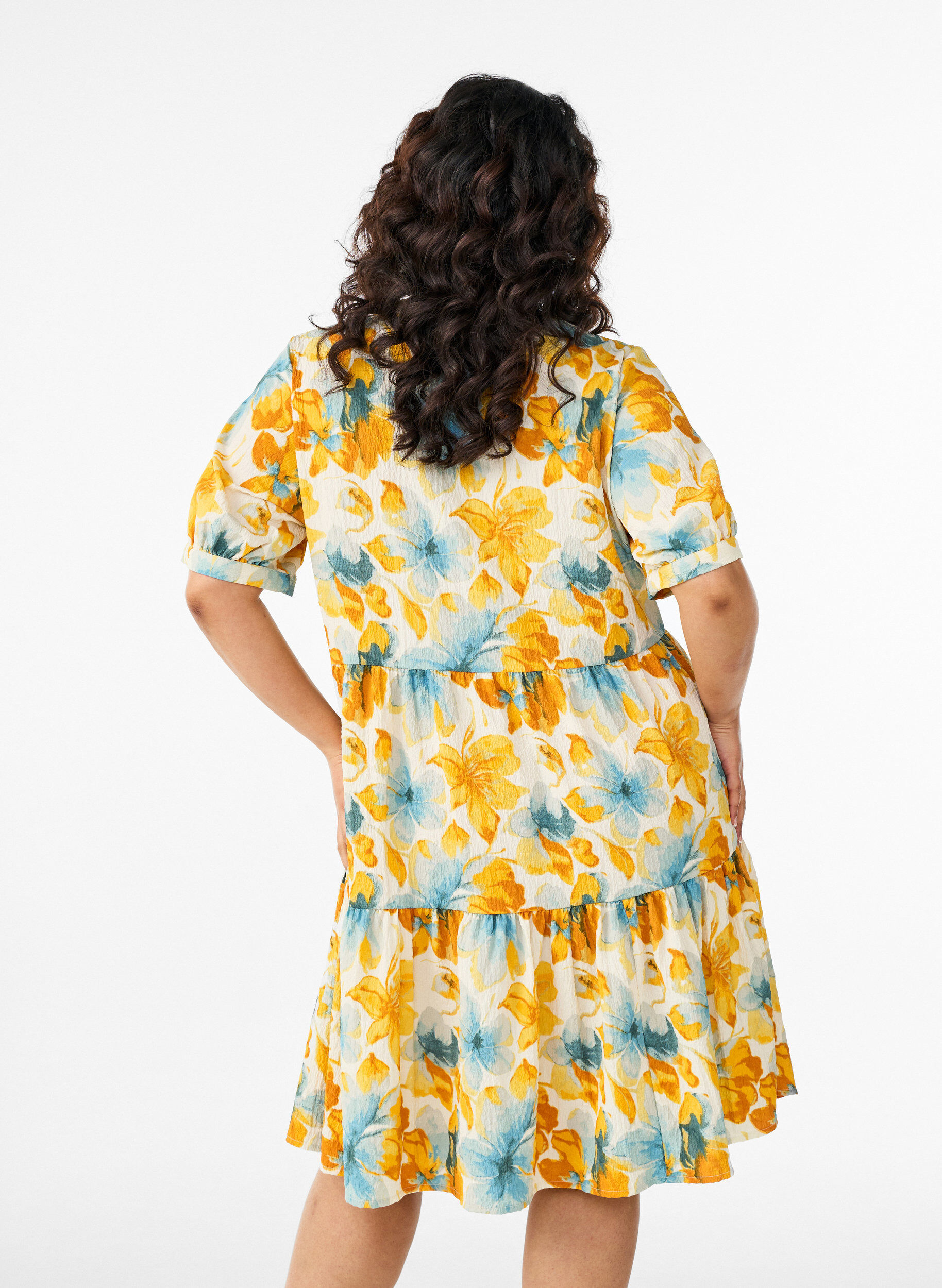 ZizzifashionShort A-line dress, Yellow, Model image number 2