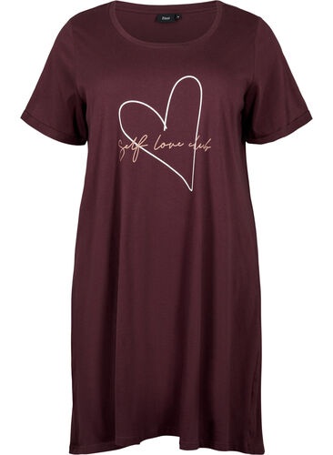 Short-sleeved nightgown in organic cotton, Fudge W. Self-Love, Packshot image number 0