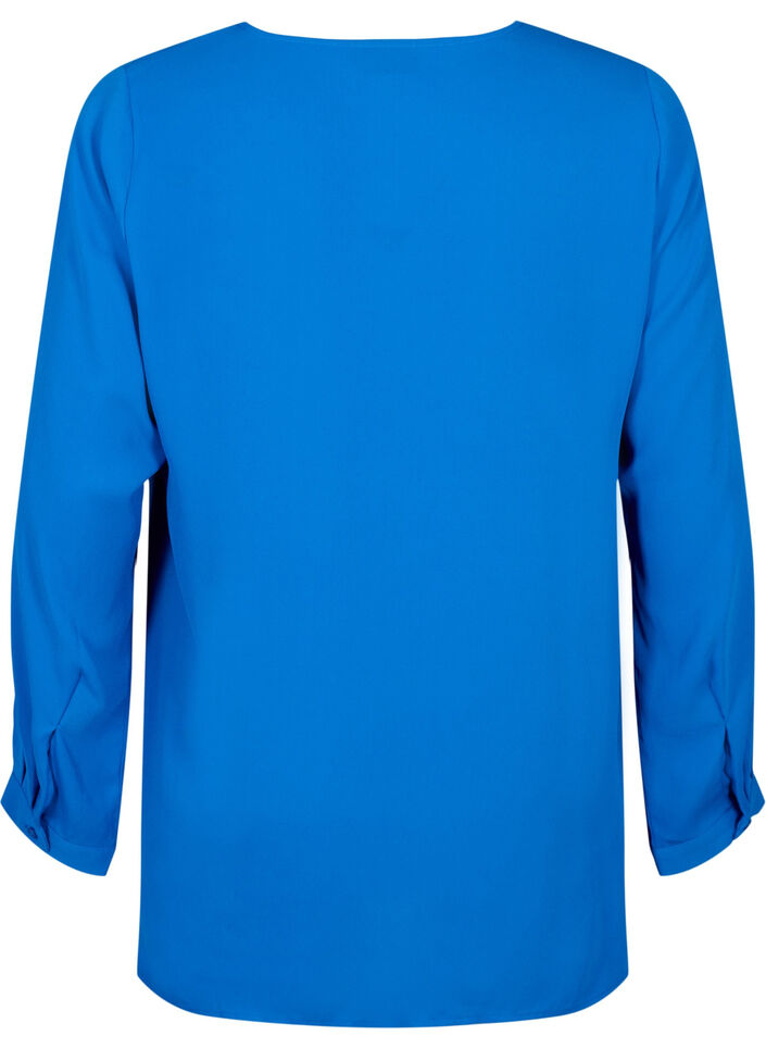 Solid colour shirt with v-neck, Princess Blue, Packshot image number 1