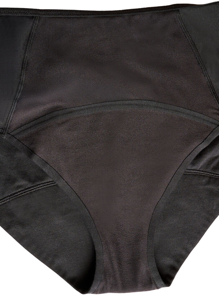 High-waisted cotton overnight period panties, Black, Packshot image number 3