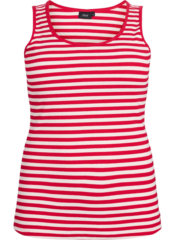 Striped tank top with a rib structure, Red, Packshot image number 0