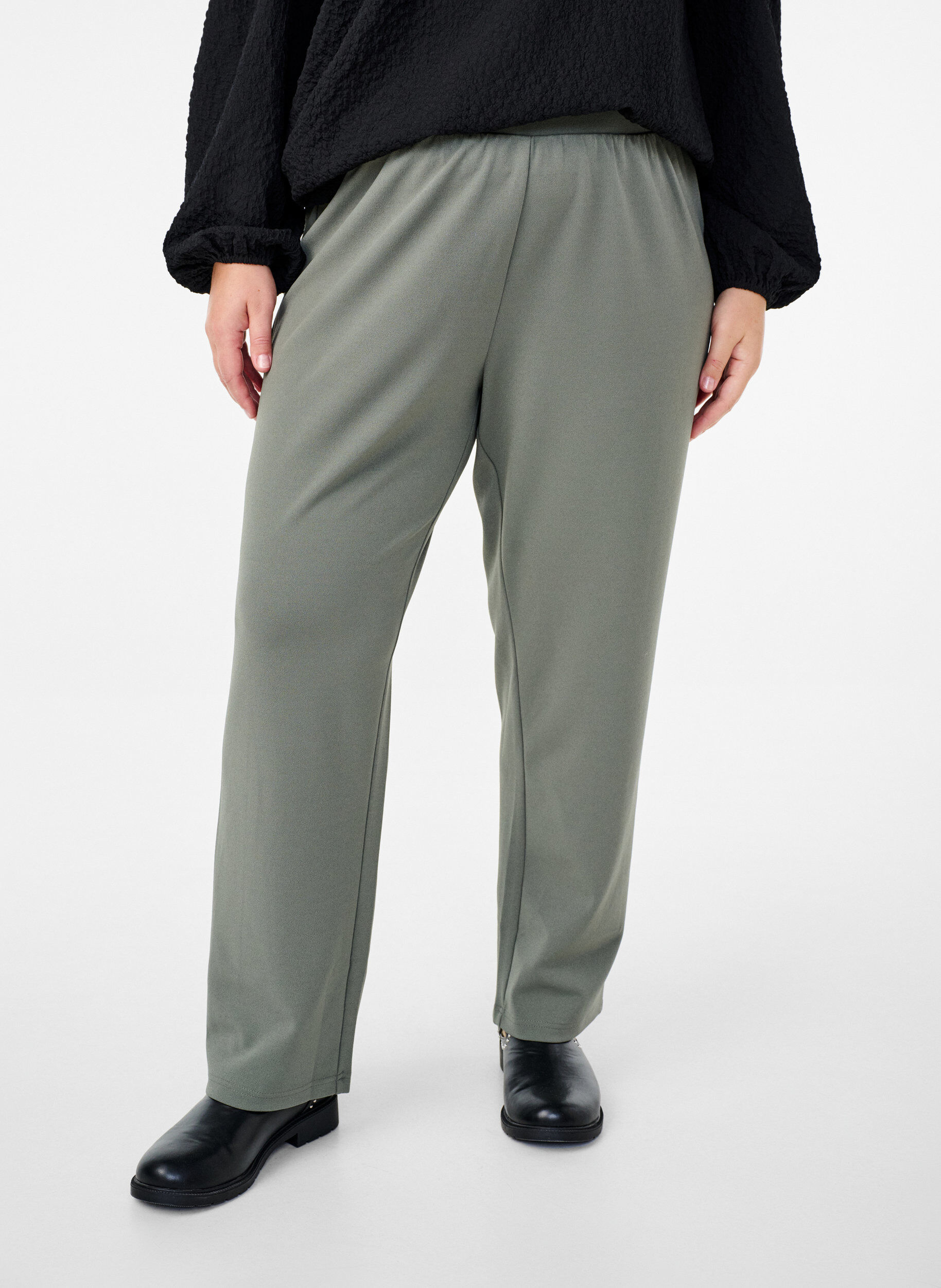 Zizzifashion Straight fit trousers, Dark Grey, Model image number 2