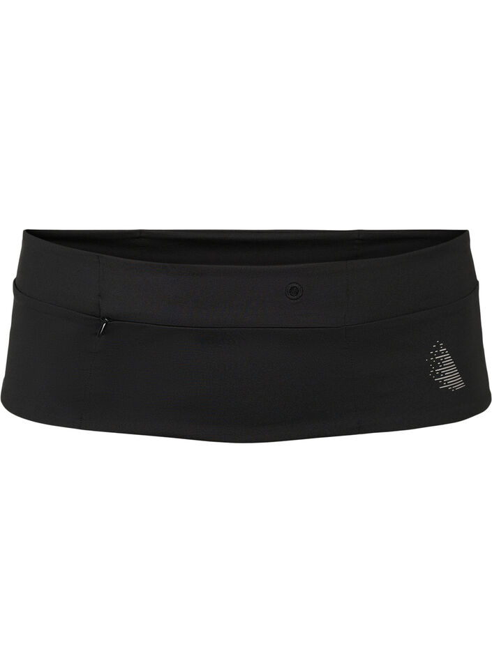 Reflector running belt with pockets, Black, Packshot image number 0