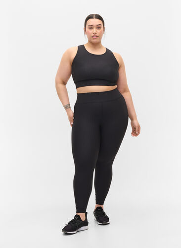 Ribbed gym leggings in a 7/8 length, Black, Model image number 0