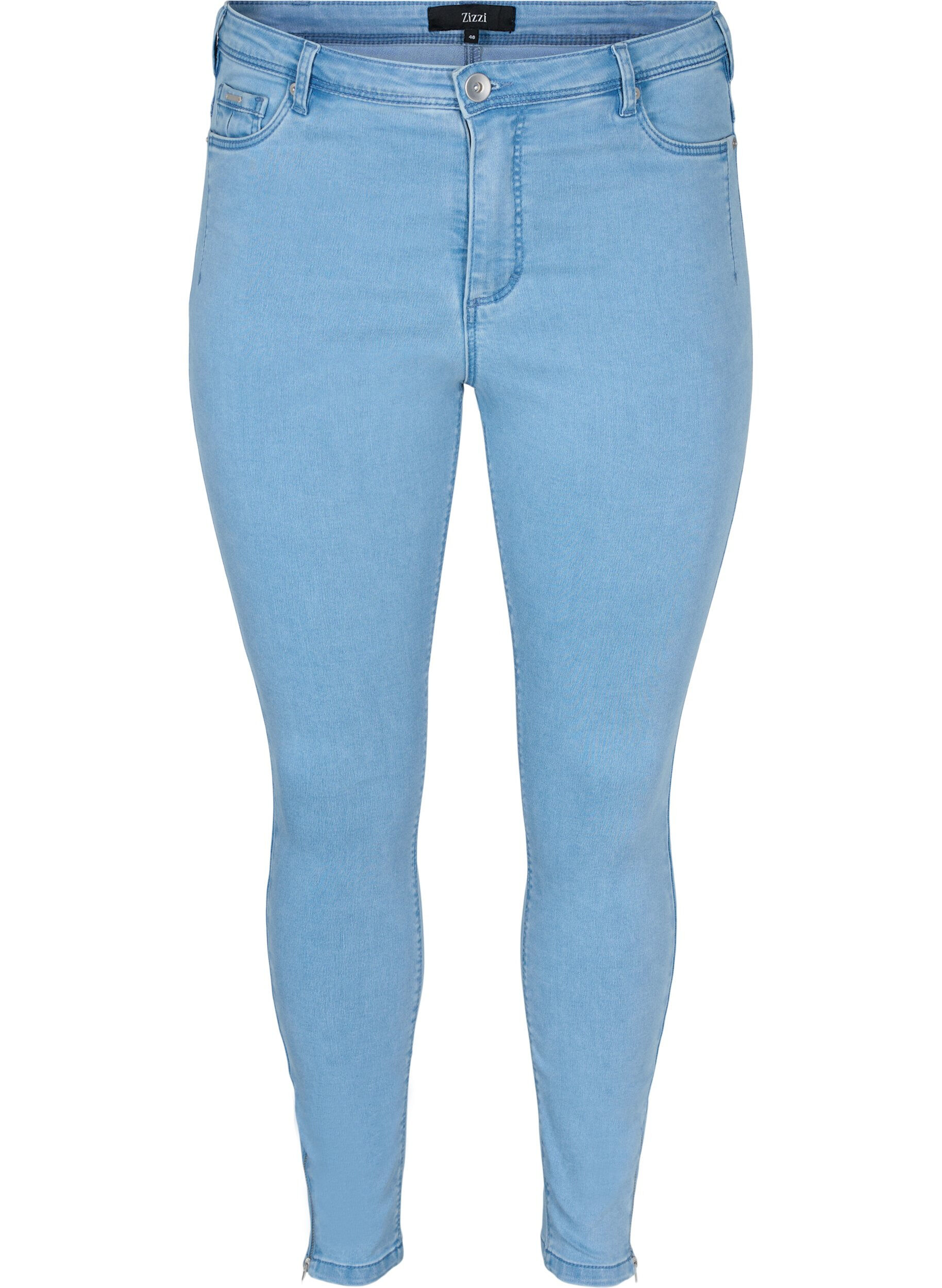 ZizzifashionCropped Amy jeans with a zip, Light Blue, Packshot image number 0