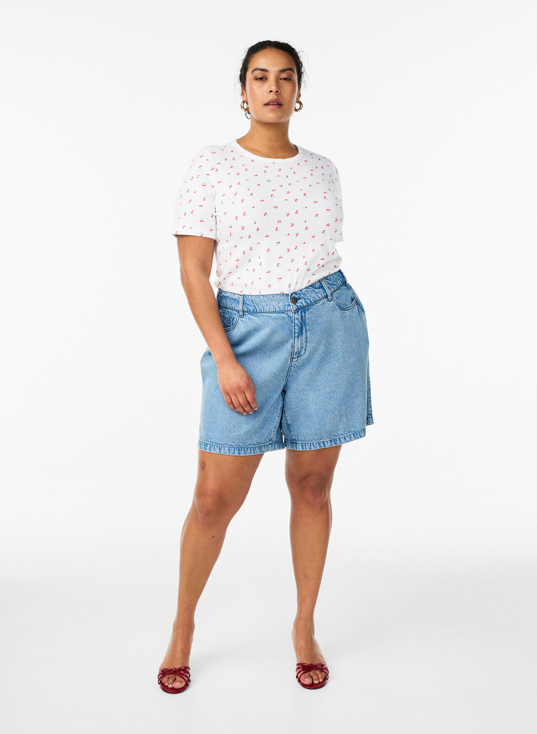 Zizzifashion Cotton T-shirt with all-over print, Vanilla, Model image number 1