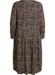 Printed viscose midi dress with long sleeves, Brown, Packshot image number 1