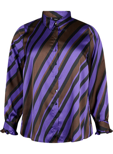 Satin shirt with diagonal stripes, Stripe AOP, Packshot image number 0