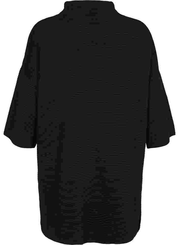 Knitted dress with cropped sleeves, Black, Packshot image number 1
