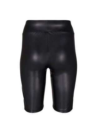 Shiny tight-fitting high-waisted shorts, Black, Packshot image number 1