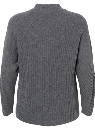 Turtleneck sweater with ribbed texture, Dark Grey Melange, Packshot image number 1