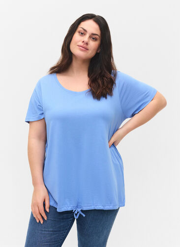 Short sleeved t-shirt with adjustable bottom, Ultramarine, Model image number 0