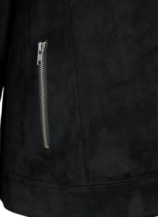 Biker jacket in faux suede, Black, Packshot image number 3