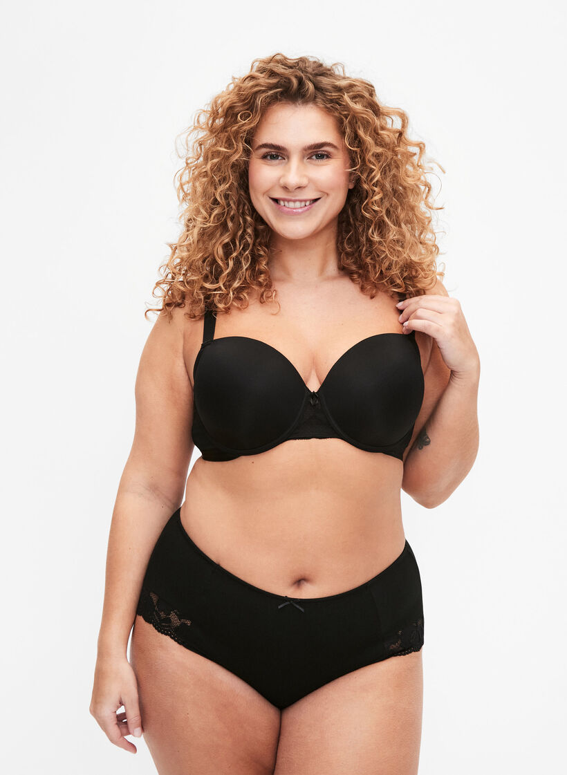 3-pack hipster knickers with lace trim, Black, Model image number 0