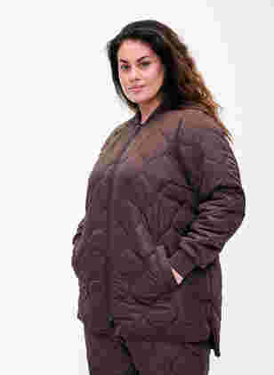 Quilted thermal jacket with zip, Black Coffee, Model