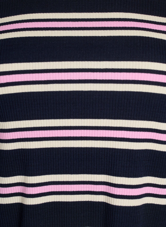 Long-sleeved night top in ribbed jersey with stripes, Blue, Packshot image number 2