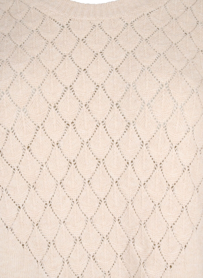 Knitted blouse with lace pattern, Pumice Stone Mel., Packshot image number 2