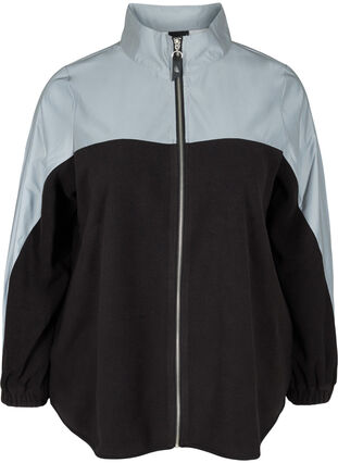 Sports cardigan with fleece and reflectors, Black, Packshot image number 0