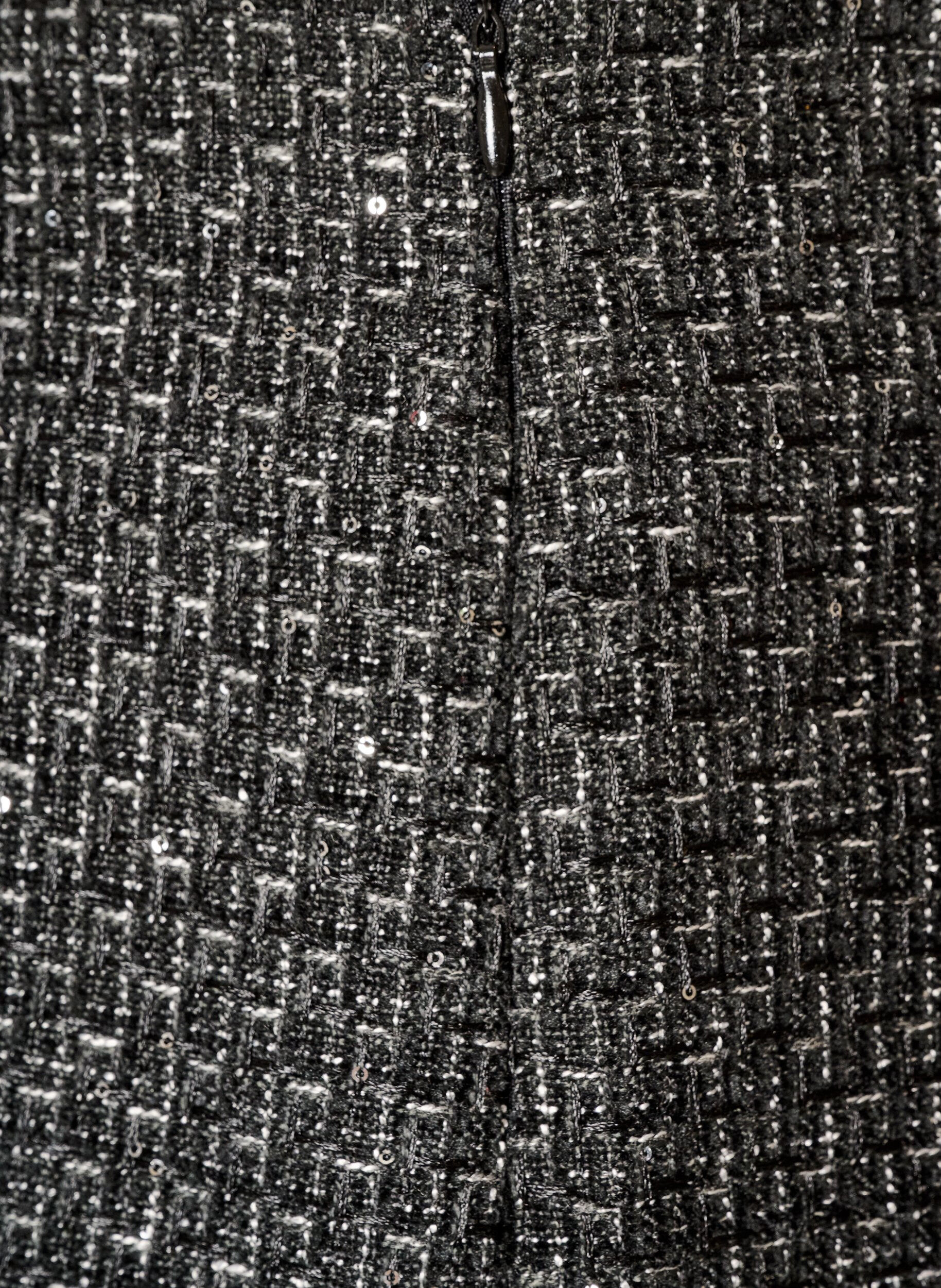 ZizzifashionShort boucl&eacute; skirt with sequins, Black, Packshot image number 3
