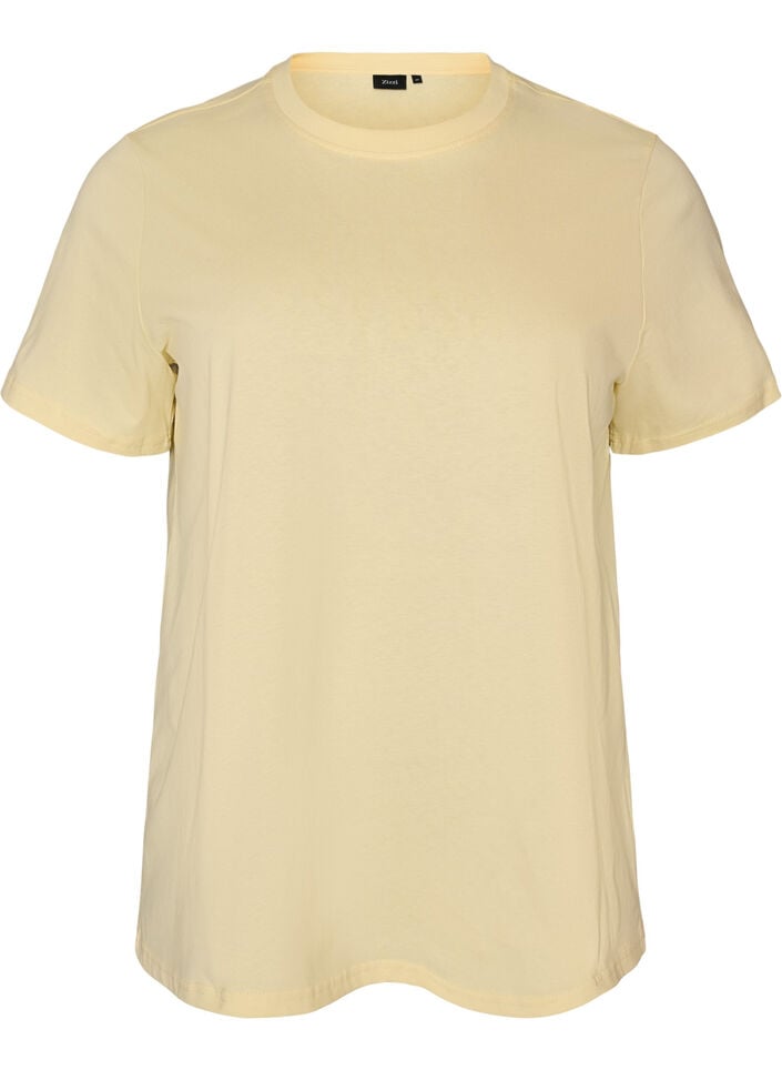 Basic cotton T-shirt with round neck, Yellow, Packshot image number 0