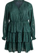 Short dress with ruffles and a textured pattern, Green, Packshot image number 0