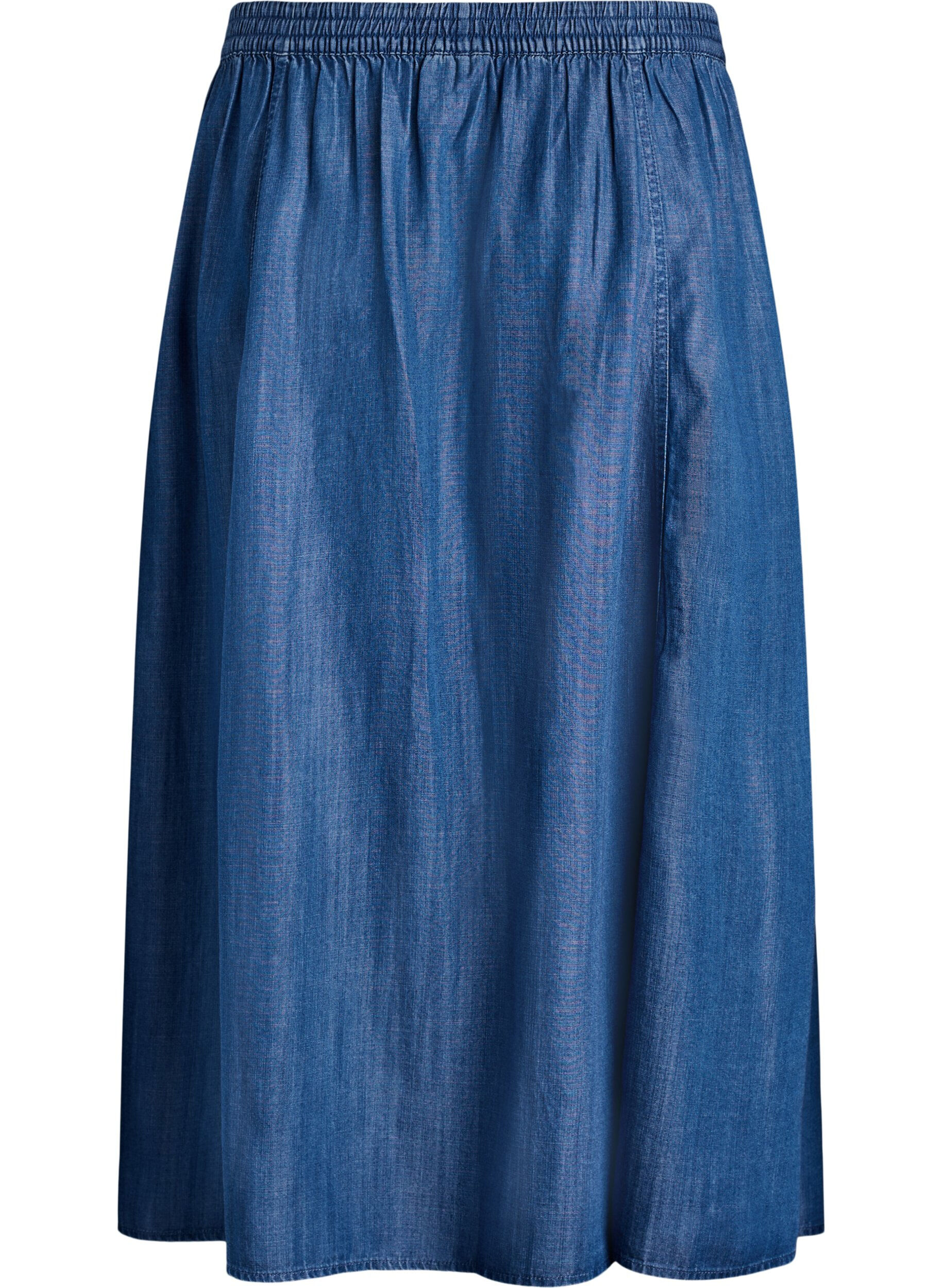 ZizzifashionMaxi skirt in lyocell with a denim look, Blue, Packshot image number 1