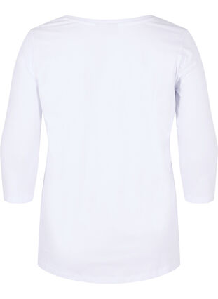 Basic t-shirt with 3/4 length sleeves, Bright White, Packshot image number 1