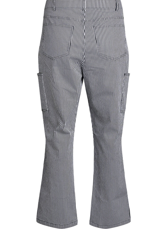 High-waisted striped cargo jeans, Black, Packshot image number 1