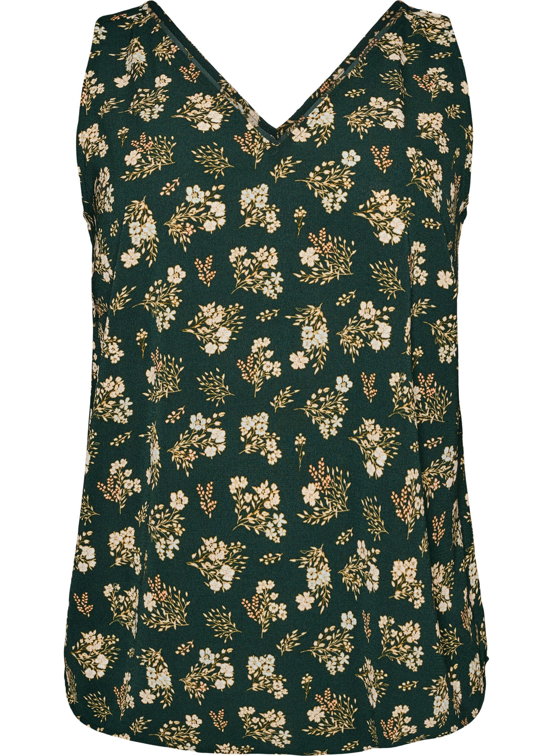 ZizzifashionPrinted top with v-neck, Green, Packshot image number 0