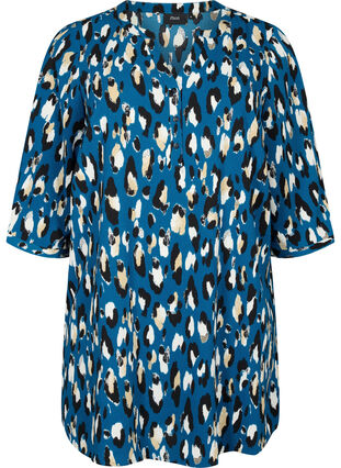 Tunic with 3/4 sleeves, Legion Blue Leopard, Packshot image number 0