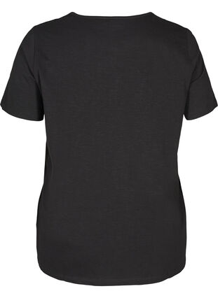 Short-sleeved t-shirt with broderie anglaise, Black, Packshot image number 1