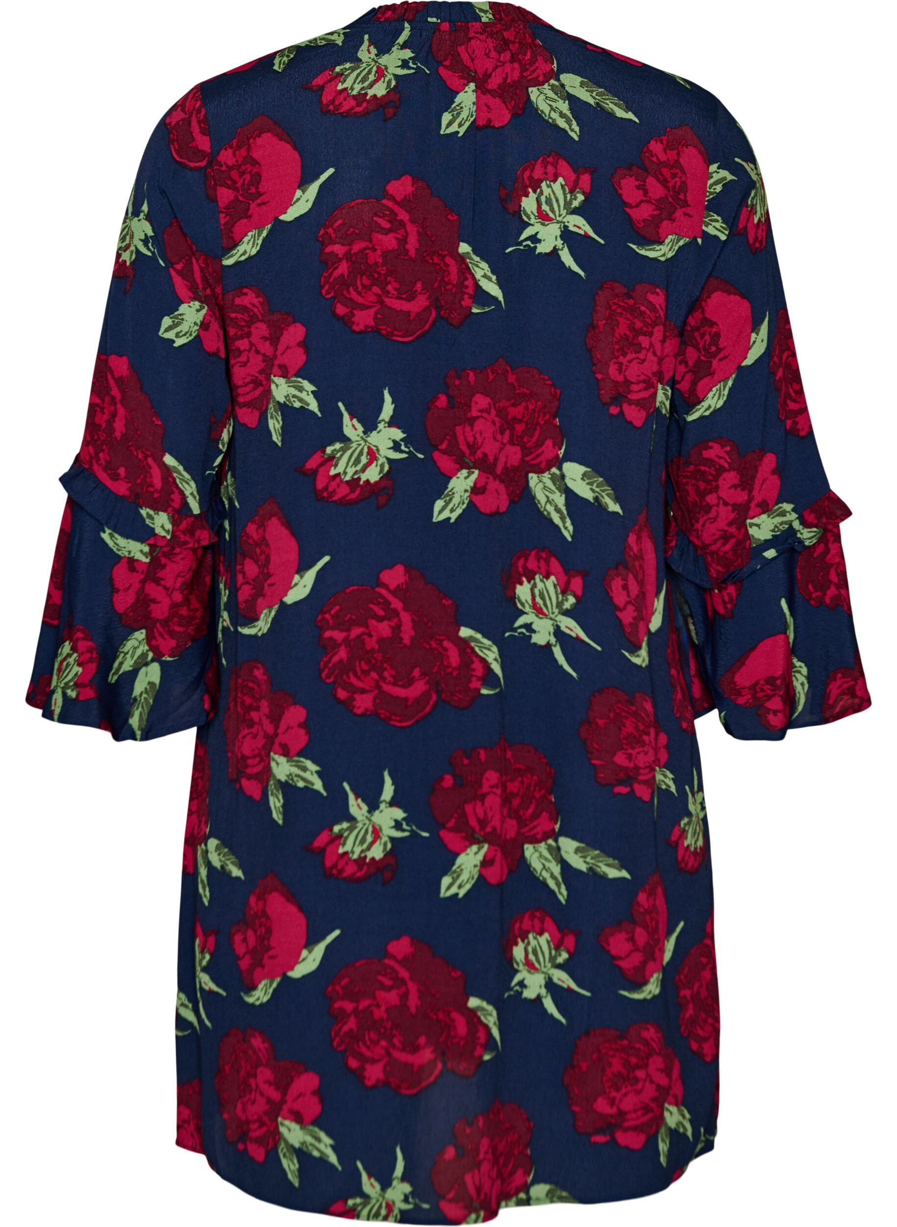 ZizzifashionFloral dress in viscose with ruffles, Blue, Packshot image number 1