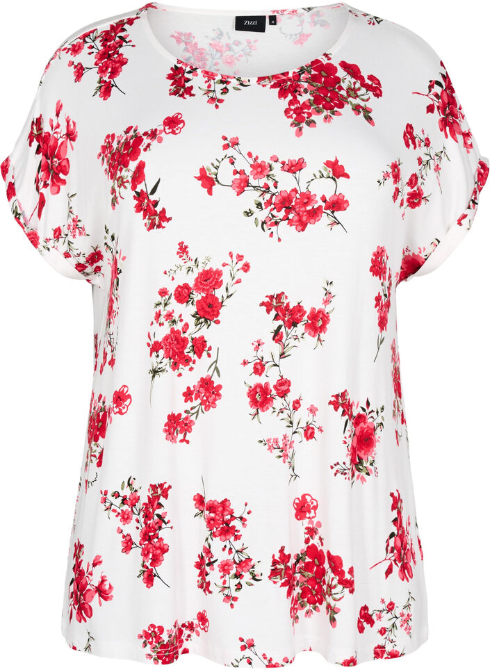 T-shirt with floral print, Red, Packshot image number 0