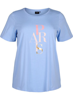 Cotton T-shirt with text print, Serenity w. Paris, Packshot image number 0