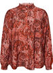 Viscose blouse with paisley print and ruffles, Orange, Packshot image number 0
