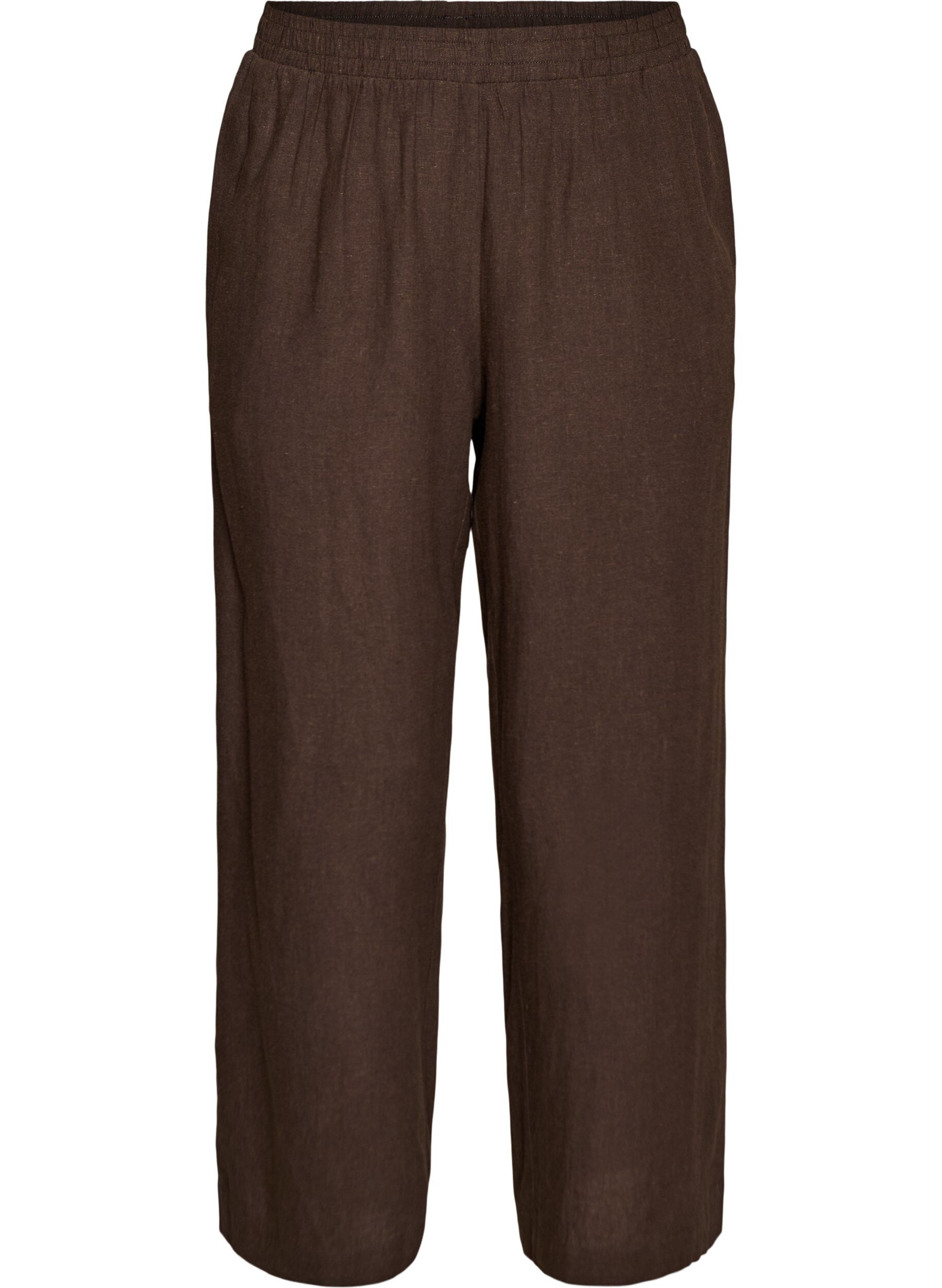 Wide-leg linen and viscose trousers