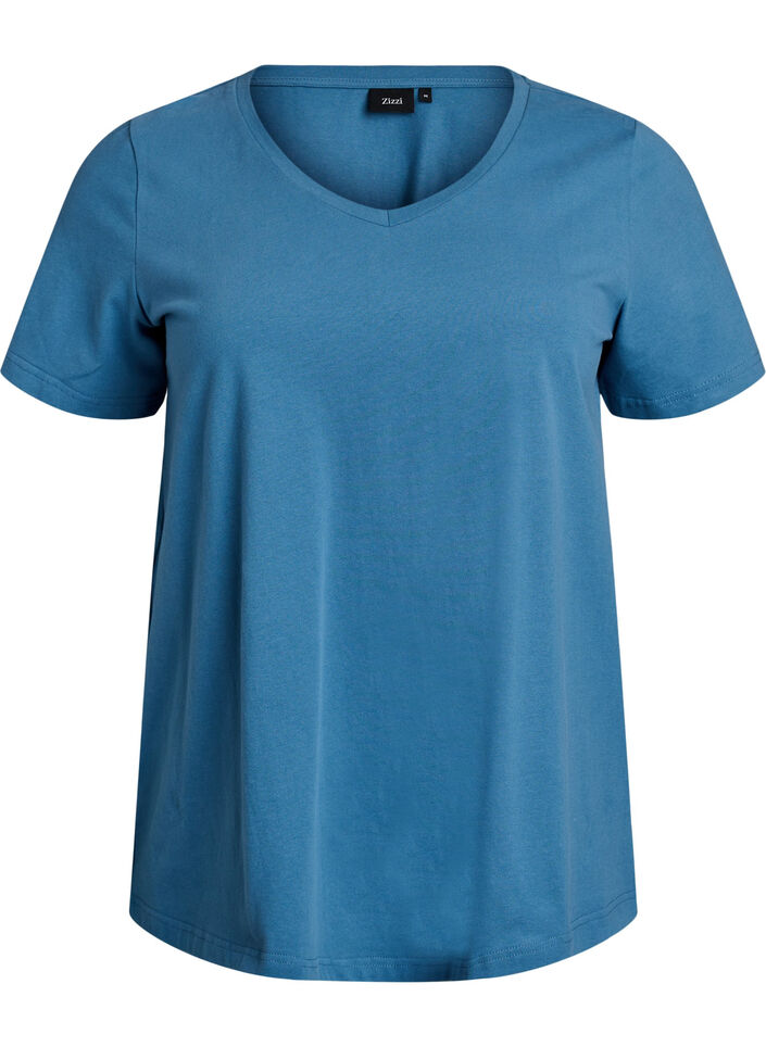 Solid coloured basic t-shirt in cotton, Grey, Packshot image number 0