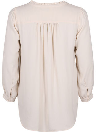 Long-sleeved blouse with v-neck, Warm Off-white, Packshot image number 1