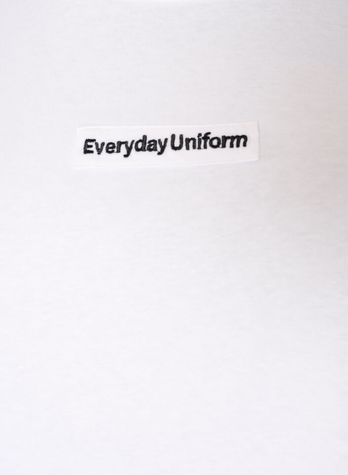 Cotton T-shirt with text badge, White, Packshot image number 2