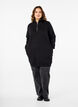 Sweat tunic with hood and zip, Black, Model image number 2