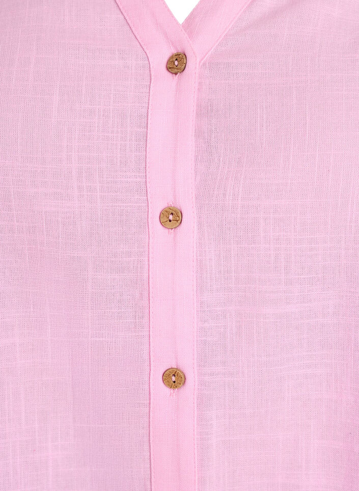Cotton shirt blouse with V-neck, Pink, Packshot image number 2