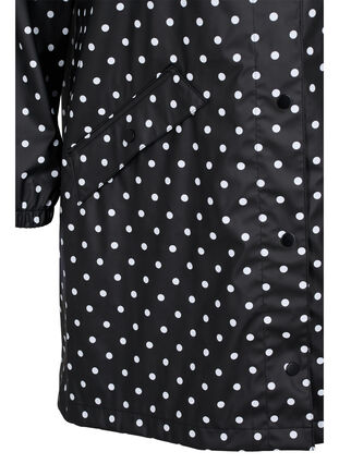 Hooded polka dot rain jacket, Black W/White Dot, Packshot image number 3