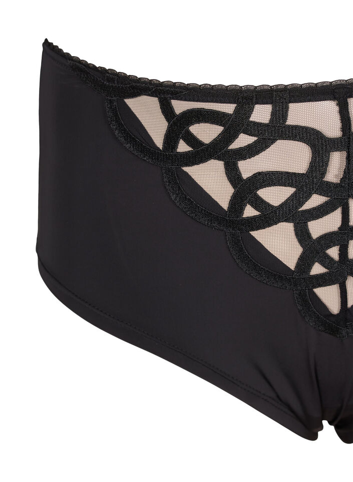 Microfibre panties with lace details, Black, Packshot image number 2