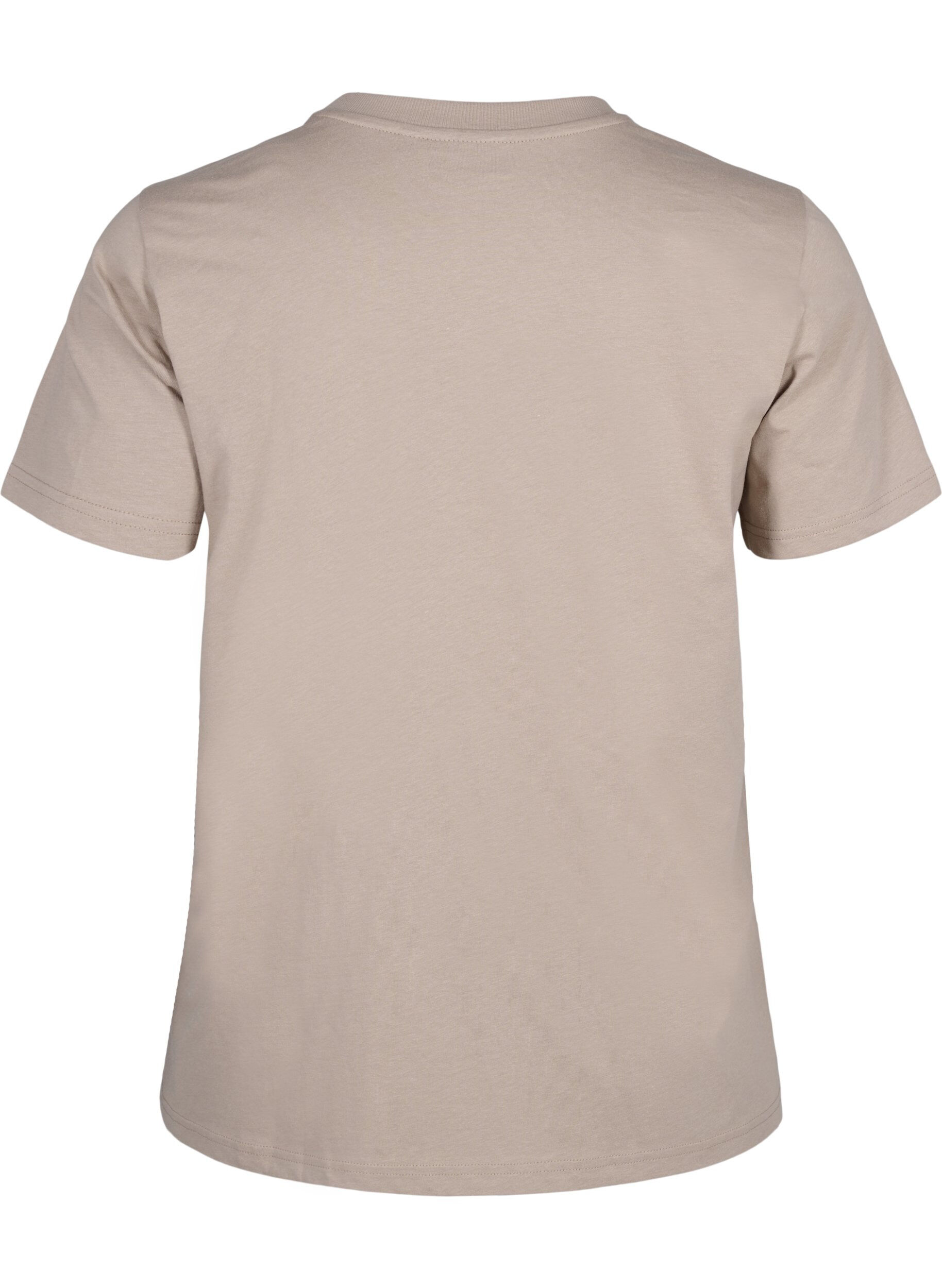 ZizzifashionBasic cotton T-shirt with round neck, Beige, Packshot image number 1