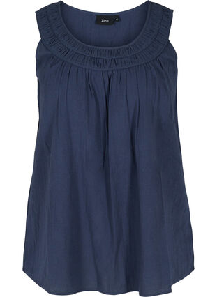 Sleeveless cotton top with an A-line cut, Mood Indigo, Packshot image number 0